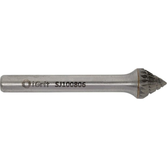 Бор-фреза твердосплавная iGrit SJ 10x08x6 мм, DOUBLE CUT SJ100806