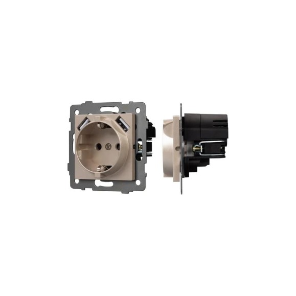 Механизм розетки с USB зарядкой Arlight SCT-MUAC-PL-GD-V 1шт 049832 Механизм розетки с USB зарядкой Arlight SCT-MUAC-PL-GD-V 1шт 049832