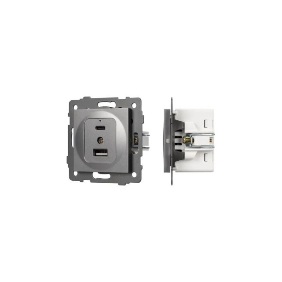 Механизм USB розетки Arlight SCT-MUAC-PL-GR-V 1шт 0 049840
