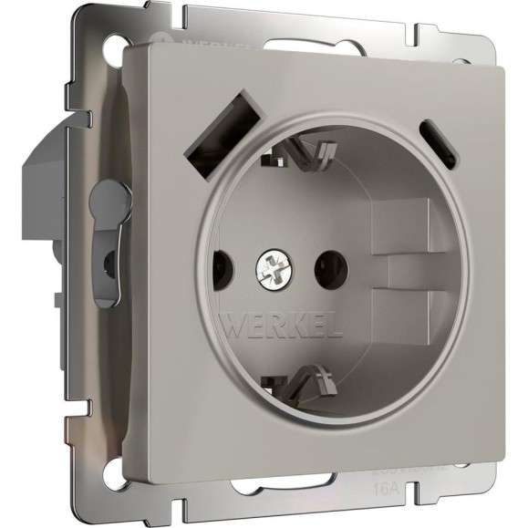 Розетка с заземлением WERKEL W1271704 шторками и USB тип A+C (дымчатый) a069465 Розетка с заземлением WERKEL W1271704 шторками и USB тип A+C (дымчатый) a069465