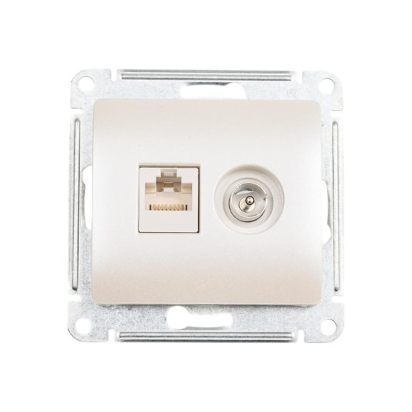 Двойная розетка: тв + компьютерная Systeme Electric Glossa rj45, кат. 5е, механизм, перламутр GSL000689 Двойная розетка: тв + компьютерная Systeme Electric Glossa rj45, кат. 5е, механизм, перламутр GSL000689