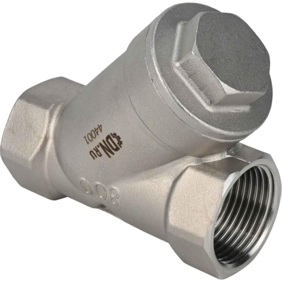 Клапан обратный пружинный DN.ru 304-304-PTFE-T Ду10, Ру40, Y-образный D100-03795 Клапан обратный пружинный DN.ru 304-304-PTFE-T Ду10, Ру40, Y-образный D100-03795
