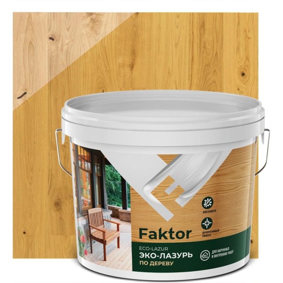 Эко-лазурь ЯРОСЛАВСКИЕ КРАСКИ FAKTOR для древесины сосна, ведро 9 к О06857 Эко-лазурь ЯРОСЛАВСКИЕ КРАСКИ FAKTOR для древесины сосна, ведро 9 к О06857