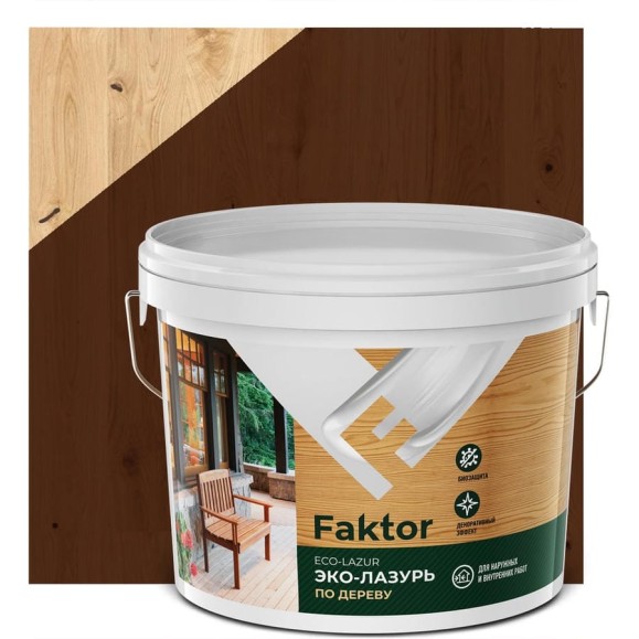 Эко-лазурь ЯРОСЛАВСКИЕ КРАСКИ FAKTOR для древесины махагон, ведро 9 к О06860 Эко-лазурь ЯРОСЛАВСКИЕ КРАСКИ FAKTOR для древесины махагон, ведро 9 к О06860