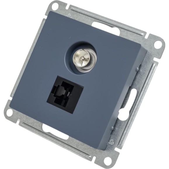 Двойная розетка компьютерная + ТВ Systeme Electric AtlasDesign Грифель, RJ45+TV, кат.5E SE ATN000789 Двойная розетка компьютерная + ТВ Systeme Electric AtlasDesign Грифель, RJ45+TV, кат.5E SE ATN000789