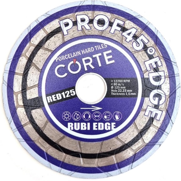 Диск алмазный CORTE для УШМ 22.2 мм, 125x1.6x25 мм RUBI EDGE RED125