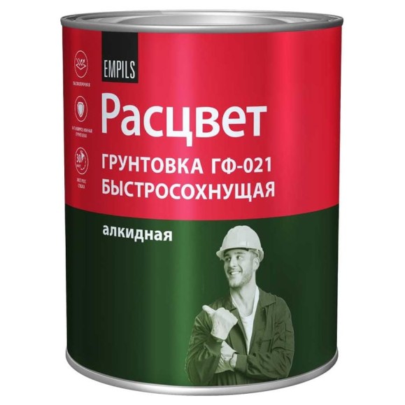 Быстросохнущая грунтовка Расцвет ГФ-021 серая, 1 кг 73565 Быстросохнущая грунтовка Расцвет ГФ-021 серая, 1 кг 73565