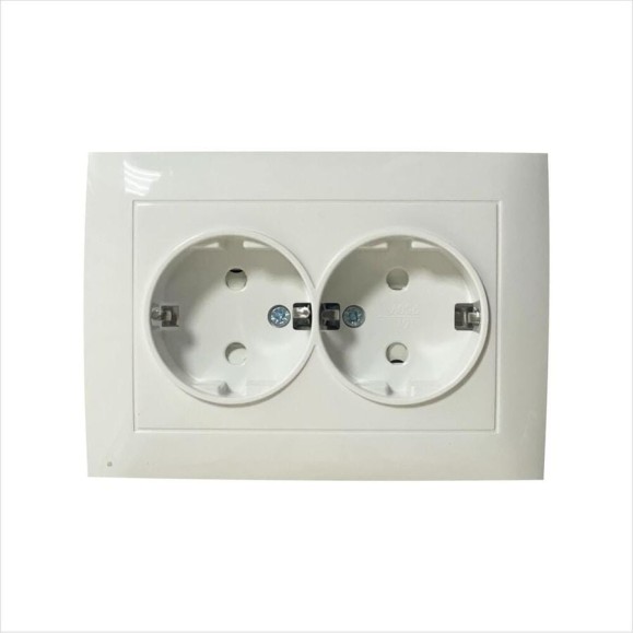Розетка двойная ARTSUN STANDART , заземление, белая, защита от детей, 10 шт 01-0204-01 Розетка двойная ARTSUN STANDART , заземление, белая, защита от детей, 10 шт 01-0204-01