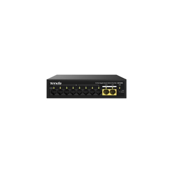Коммутатор неуправляемый PoE Tenda SG110PC 10 портов, 10x1 Гбит/с, PoE 8x30 Вт, 2хUplink, настольный 10000143191 Коммутатор неуправляемый PoE Tenda SG110PC 10 портов, 10x1 Гбит/с, PoE 8x30 Вт, 2хUplink, настольный 10000143191