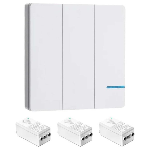 Умный выключатель GRITT Practic SX 3кл. белый комплект: 1 выключатель, IP67, 3 радиореле 1000Вт 433 + WiFi с управлением со смартфона 11120