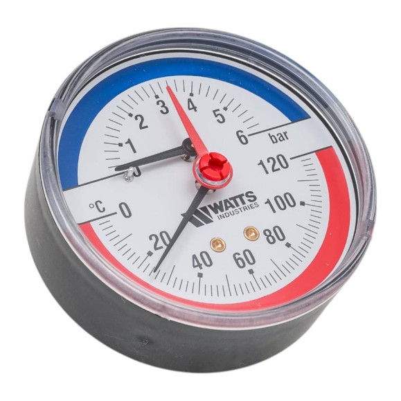 Термоманометр Watts F+R818 аксиальный 80 mm 10018742 Термоманометр Watts F+R818 аксиальный 80 mm 10018742