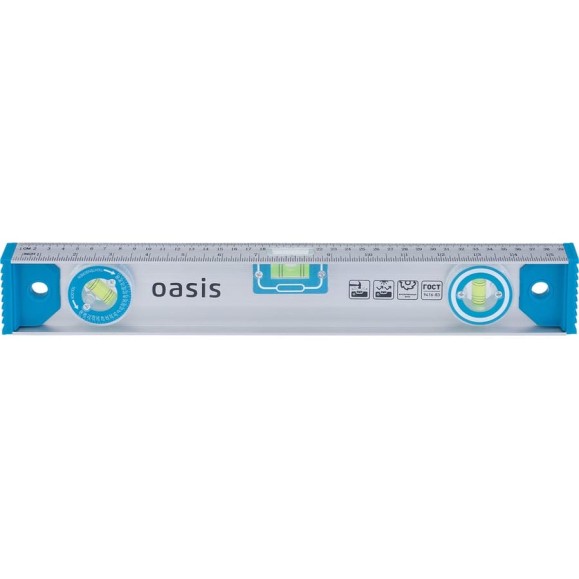 Уровень алюминиевый рельс Oasis 600 мм, 3 глазка (1 поворотный), линейка 103040500015 Уровень алюминиевый рельс Oasis 600 мм, 3 глазка (1 поворотный), линейка 103040500015