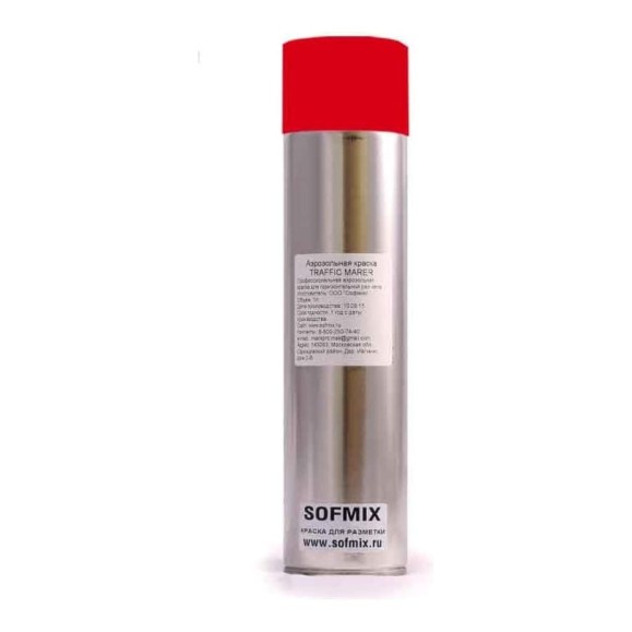 Аэрозольная краска для разметки SOFMIX TRAFFIC MARKER красная, 1 л 510403 Аэрозольная краска для разметки SOFMIX TRAFFIC MARKER красная, 1 л 510403