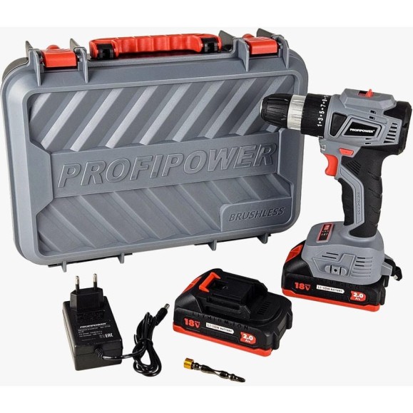 Аккумуляторный бесщеточный шуруповерт Profipower MKBL-18BT 18В,Li-ion-2шт, 2,0Ач, 0,8-10мм,40нм, магнитная бита, З/У, в кейсе E0146 Аккумуляторный бесщеточный шуруповерт Profipower MKBL-18BT 18В,Li-ion-2шт, 2,0Ач, 0,8-10мм,40нм, магнитная бита, З/У, в кейсе E0146