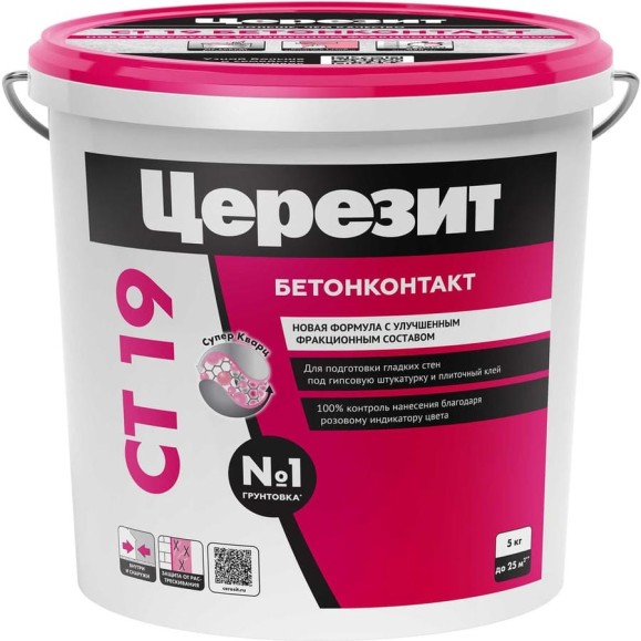Грунтовка бетонконтакт Церезит CT 19 5 кг 1/120 23681 1505278