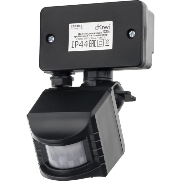 Датчик движения интегрируемый для прожектора duwi DDF-01, 180°, 10-420с, 12м, 1200Вт, IP44, черный, 25830 8 Датчик движения интегрируемый для прожектора duwi DDF-01, 180°, 10-420с, 12м, 1200Вт, IP44, черный, 25830 8