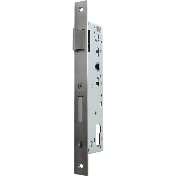 Корпус замка DOORLOCK DL301 35/92/22/8 SSS нержавеющая сталь для профильных дверей, фронтальная планка 22x245мм, запорная планка 75367