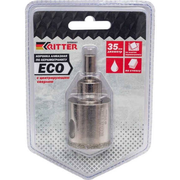 Коронка алмазная Eco по стеклу и керамограниту 35 мм RITTER PS22305351 Коронка алмазная Eco по стеклу и керамограниту 35 мм RITTER PS22305351