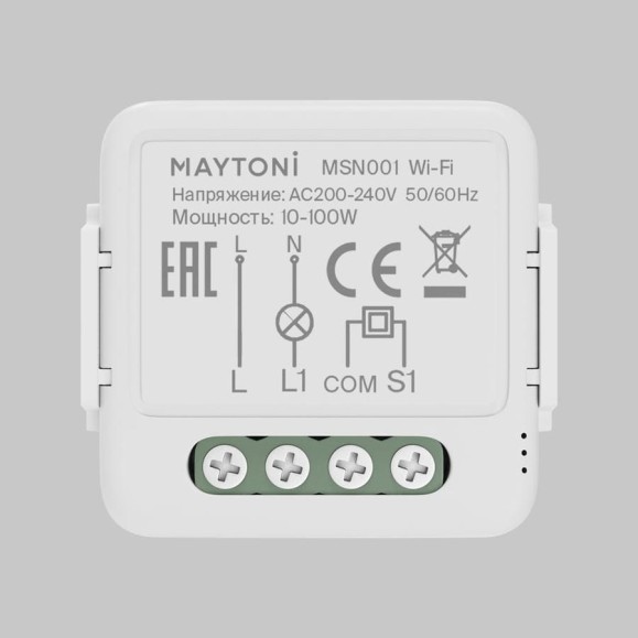 Wi-Fi выключатель одноканальный Maytoni (без нуля) MSN001 Wi-Fi выключатель одноканальный Maytoni (без нуля) MSN001