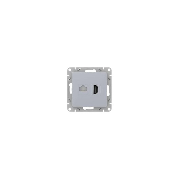 Механизм розетки EKF HDMI+RJ45 (cat5), алюминий Эпика UP1-SOA-HDMI+RJ45