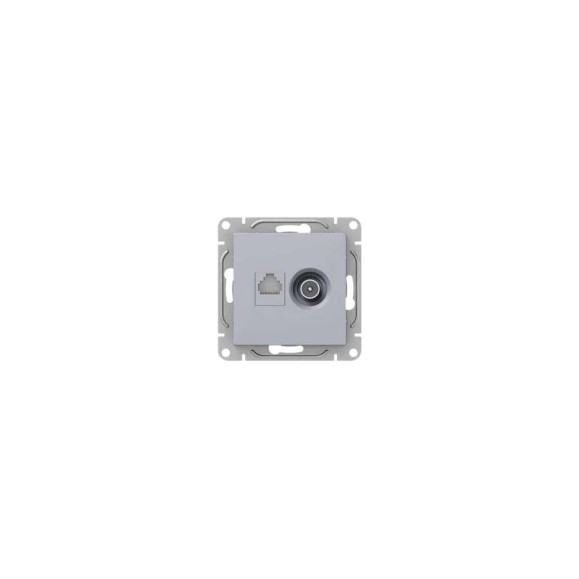 Механизм розетки TV+RJ45 EKF Эпика (cat5), алюминий UP1-SOA-TV+RJ