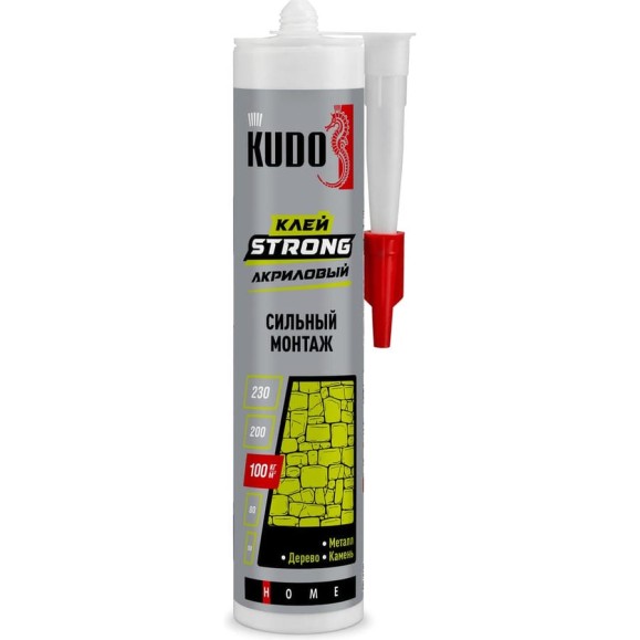 Клей KUDO Home strong для сильного монтажа, на акриловой основе, белый, 280 мл KBK-341 Клей KUDO Home strong для сильного монтажа, на акриловой основе, белый, 280 мл KBK-341