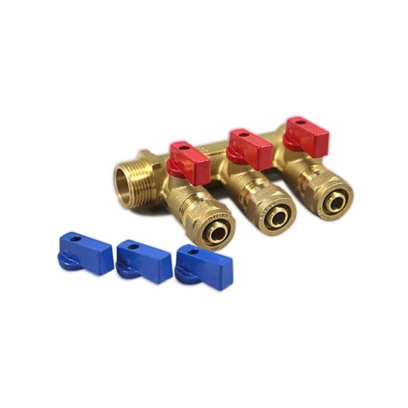 Коллектор с кранами и цангами Millennium 3/4" х 2 выхода(универсальные ручки) KSU023416