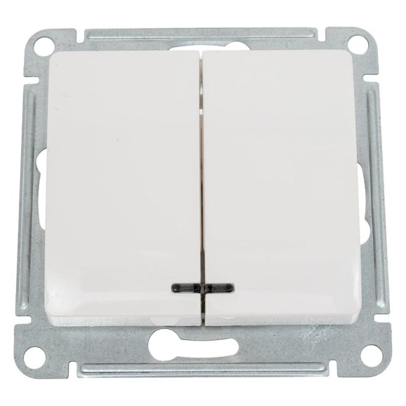 2-клавишный выключатель Systeme Electric Glossa Молочный с подсветкой, сх.5а, 10AX SE GSL000953 2-клавишный выключатель Systeme Electric Glossa Молочный с подсветкой, сх.5а, 10AX SE GSL000953