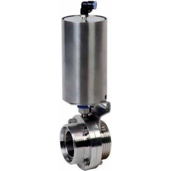 Дисковый затвор DN.ru 304-304-Sil-2W-T-H Ду40 Ру10 пищевая нержавеющая сталь 304, пневмопривод D050-73108 Дисковый затвор DN.ru 304-304-Sil-2W-T-H Ду40 Ру10 пищевая нержавеющая сталь 304, пневмопривод D050-73108