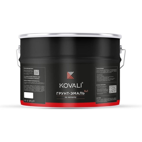 Грунт-эмаль KOVALI 3 в 1, матовая, NCS S 0540-R20B, 10 кг, А3.2.30540-R20B Грунт-эмаль KOVALI 3 в 1, матовая, NCS S 0540-R20B, 10 кг, А3.2.30540-R20B