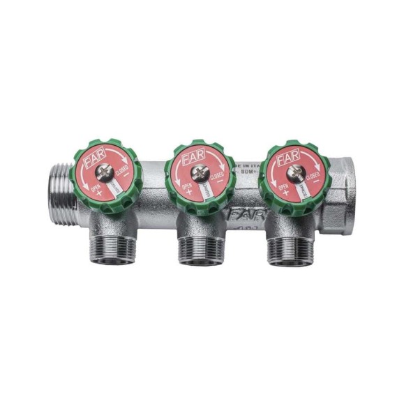 Регулируемый коллектор с 3 отводами FAR 1" М24х19 FK 3850 C1 Регулируемый коллектор с 3 отводами FAR 1" М24х19 FK 3850 C1