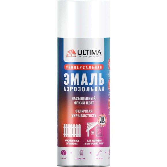 Аэрозольная краска ULTIMA RAL 9003 белый глянцевый, универсальная 520 мл ULT009