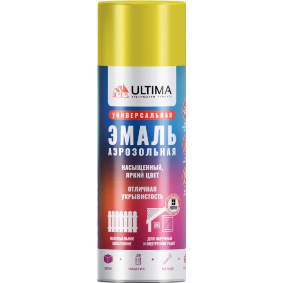Аэрозольная краска ULTIMA RAL 1018 ЖЕЛТЫЙ универсальная 520 мл ULT016