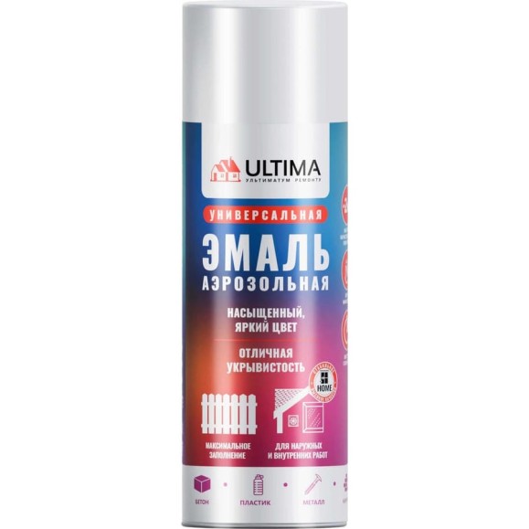 Краска аэрозольная универсальная ULTIMA, серебряная металлик, 520 мл. ULT001 Краска аэрозольная универсальная ULTIMA, серебряная металлик, 520 мл. ULT001
