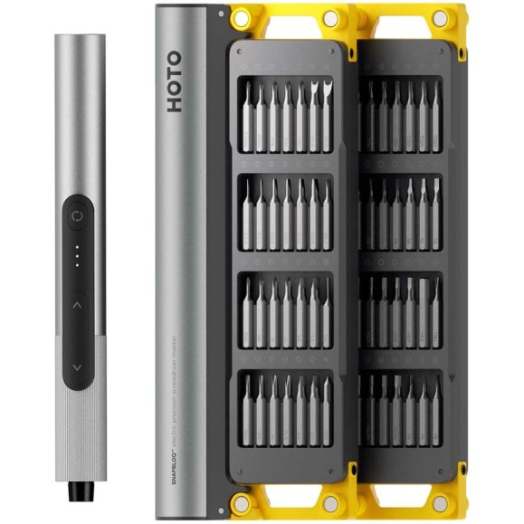 Аккумуляторная отвёртка с набором бит HOTO SNAPBLOQ Electric Precision Screwdriver Master Set (56 предметов, серый, жёлтый, S-A01) HFE0025GL Аккумуляторная отвёртка с набором бит HOTO SNAPBLOQ Electric Precision Screwdriver Master Set (56 предметов, серый, жёлтый, S-A01) HFE0025GL