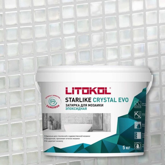 Эпоксидный состав для укладки и затирки мозаики LITOKOL STARLIKE EVO S.700 CRYSTAL 485460004 Эпоксидный состав для укладки и затирки мозаики LITOKOL STARLIKE EVO S.700 CRYSTAL 485460004