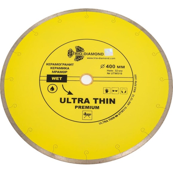 Диск алмазный отрезной TRIO-DIAMOND сплошной ультратонкий 400x32 Ultra Thin Premium UTW510 Диск алмазный отрезной TRIO-DIAMOND сплошной ультратонкий 400x32 Ultra Thin Premium UTW510