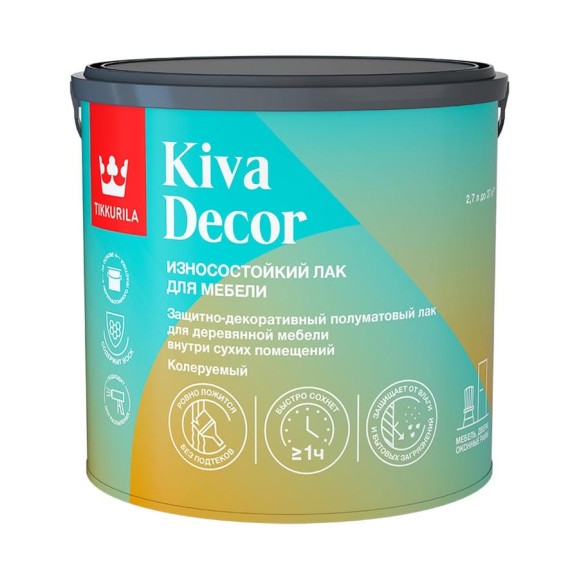 Лак акрилатный Tikkurila KIVA DECOR EP п/мат, 2,7 л 700014238 Лак акрилатный Tikkurila KIVA DECOR EP п/мат, 2,7 л 700014238
