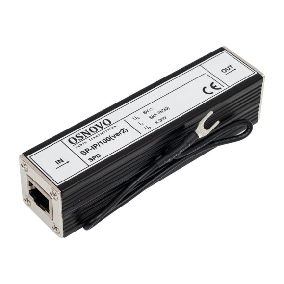 Устройство грозозащиты для локальной вычислительной сети OSNOVO SP-IP/100(ver2) (скорость до 100 Мб/с), 1 вход (RJ45-мама), 1 выход (RJ45-мама) sct1077 Устройство грозозащиты для локальной вычислительной сети OSNOVO SP-IP/100(ver2) (скорость до 100 Мб/с), 1 вход (RJ45-мама), 1 выход (RJ45-мама) sct1077