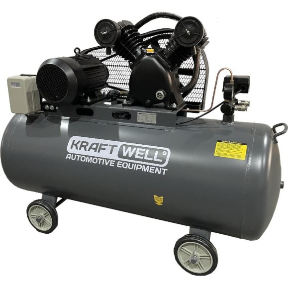Компрессор поршневой KraftWell 580 л/мин, 10 бар, 200 л, 380 В, произв-ть 580 л/мин., объем ресивера 200 л KRW-AC580-200L