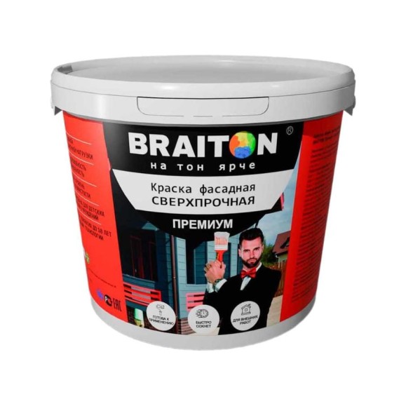 Краска ВД фасадная BRAITON paint BRAITON Премиум Сверхпрочная 12 кг, цвет Желтый ракитник, RAL 1032 kraskavdfasadpremiumbraiton103212 Краска ВД фасадная BRAITON paint BRAITON Премиум Сверхпрочная 12 кг, цвет Желтый ракитник, RAL 1032 kraskavdfasadpremiumbraiton103212