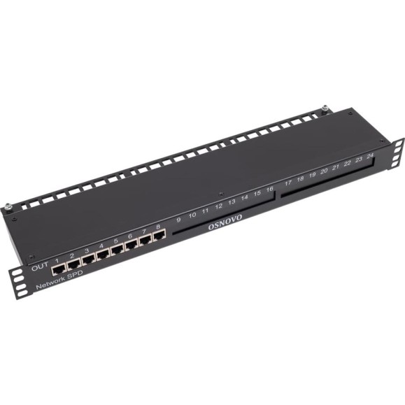 Устройство грозозащиты для локальной вычислительной сети OSNOVO SP-IP8/1000R (скорость до 1000 Мбит/с) на 8 портов sct1485