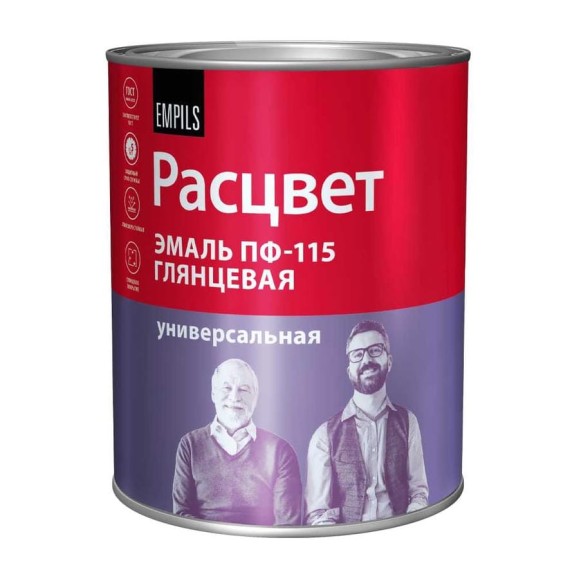 Эмаль Расцвет ПФ-115 шоколадная, 0.9 кг 10102 Эмаль Расцвет ПФ-115 шоколадная, 0.9 кг 10102