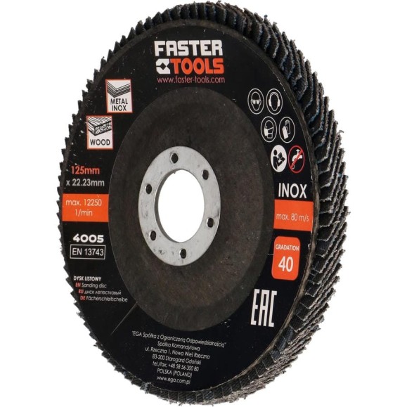 Диска лепестковые FASTER TOOLS INOX P40 4005 Диска лепестковые FASTER TOOLS INOX P40 4005