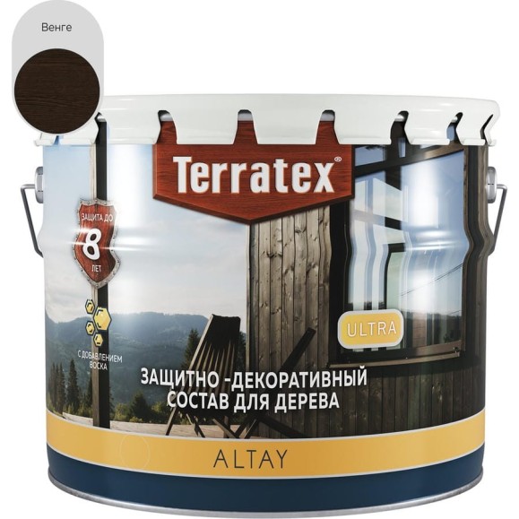 Деревозащитный декоративный состав ТЕРРАТЕКС ALTAY ULTRA Венге, 7,5кг ЭК000145680 Деревозащитный декоративный состав ТЕРРАТЕКС ALTAY ULTRA Венге, 7,5кг ЭК000145680