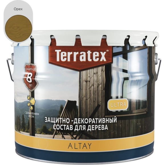 Деревозащитный декоративный состав ТЕРРАТЕКС ALTAY ULTRA Орех, 7.5кг ЭК000145675 Деревозащитный декоративный состав ТЕРРАТЕКС ALTAY ULTRA Орех, 7.5кг ЭК000145675