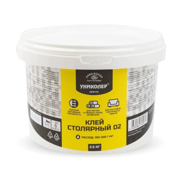 Клей столярный УНИКОЛЕР GCW-2.5 2.5 кг 762361 Клей столярный УНИКОЛЕР GCW-2.5 2.5 кг 762361