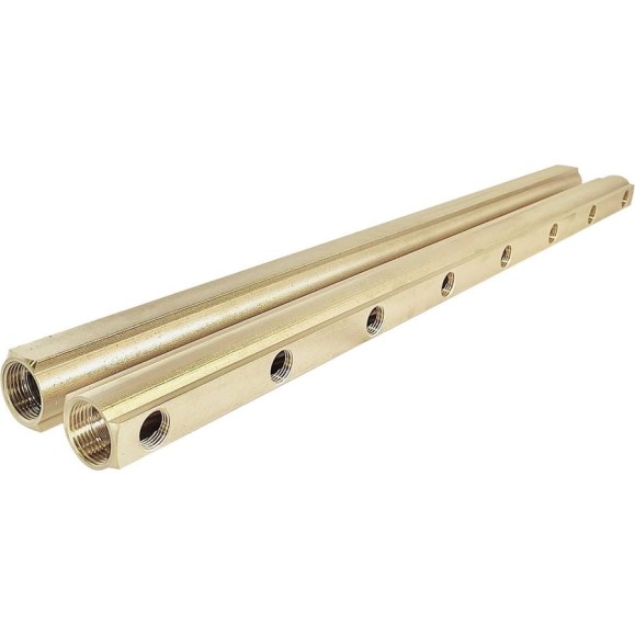 Коллектор латунный АПОГЕЙ КЛА 2508.100-1 DN25 ВР1 м/о 100мм ВР1/2 1-е исполнение на 8 выходов 422055
