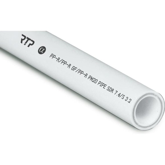 Труба RTP PN20, SDR 7.4, армированная стекловолокном, цвет слоя серый D 32х4.4 мм, 2 м 10332