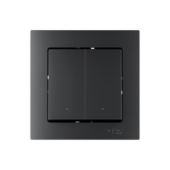 Выключатель 2-клавишный с подсветкой Systeme Electric ATLASDESIGN SMART, Zigbee, сх.5, L+N, 10 А, мех., КАРБОН ATN001053Z Выключатель 2-клавишный с подсветкой Systeme Electric ATLASDESIGN SMART, Zigbee, сх.5, L+N, 10 А, мех., КАРБОН ATN001053Z